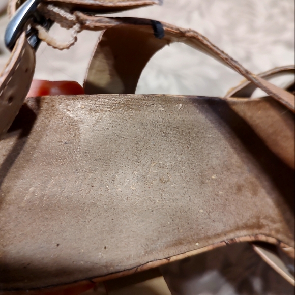 🤎 Super Comfy Vintage Aerosoles Tan & Cork Strappy Wedge Heels - 7.5M - Picture 13 of 15